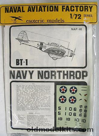 Esoteric 1/72 Navy Northrop BT-1, NAF-16 plastic model kit